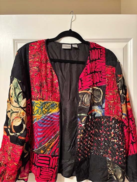 Chico's Jackets & Blazers - Chico's Red Multi-Pattern Patchwork Blazer